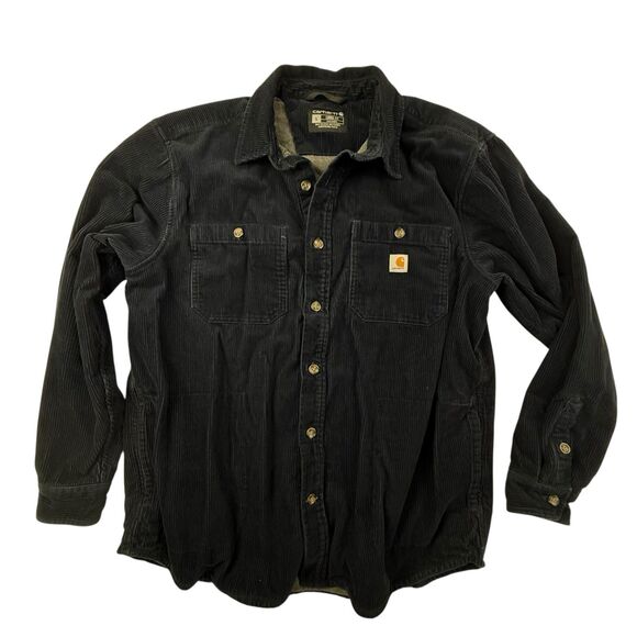 Carhartt Loose Fit Heavyweight Corduroy Jersey Lined Long Sleeve Shirt Large - Picture 2 of 12